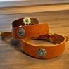 Fettleder Halsband mit Applikation (echtes Leder) verstellbar 38mm breit