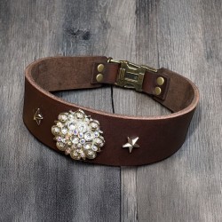 Fettlederhalsband (echtes Leder) mit Steckverschluss (48mm breit)