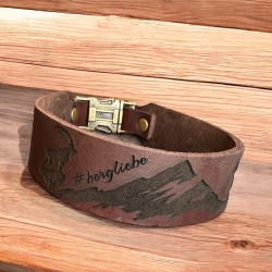 Fettlederhalsband (echtes Leder) mit Steckverschluss (48mm breit)