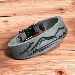 Fettlederhalsband (echtes Leder) mit Steckverschluss (48mm breit)