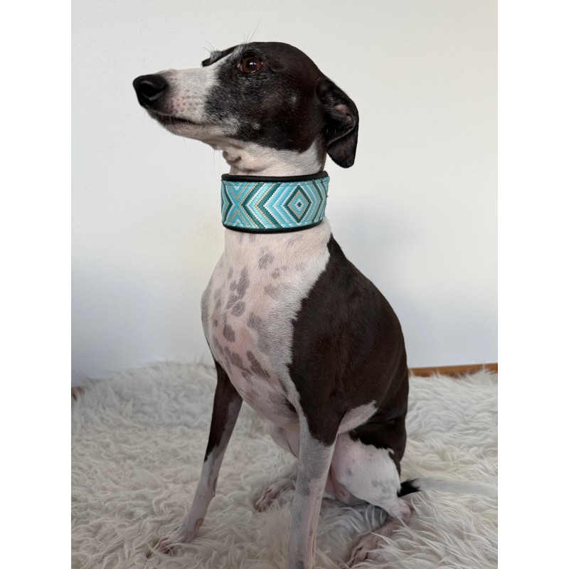 Boho Halsband mit Nappaleder (echtes Leder) unterlegt und 40er Steckverschluss (ca. 42mm breit)