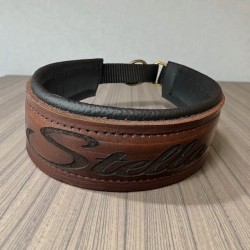 Zugstopp Halsband aus Fettleder mit Rinder Nappaleder unterlegt (echtes Leder)