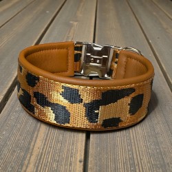 BOHO PREMIUM Halsband mit Nappaleder (echtes Leder) unterlegt und 40er Steckverschluss (ca. 42mm breit)