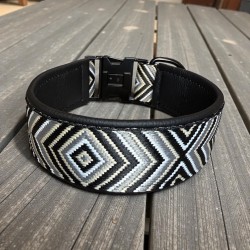 BOHO PREMIUM Halsband mit Nappaleder (echtes Leder) unterlegt und 40er Steckverschluss (ca. 42mm breit)