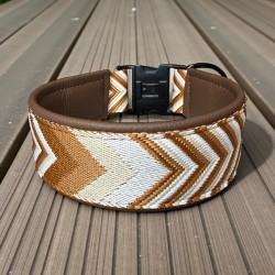 BOHO PREMIUM Halsband mit Nappaleder (echtes Leder) unterlegt und 40er Steckverschluss (ca. 42mm breit)