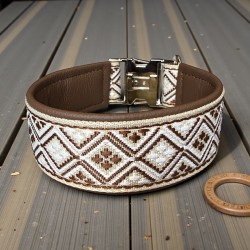 BOHO PREMIUM Halsband mit Nappaleder (echtes Leder) unterlegt und 40er Steckverschluss (ca. 42mm breit)