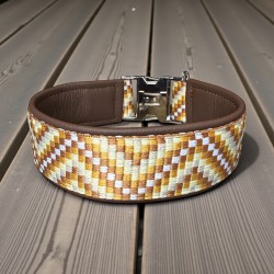 BOHO BASIC Halsband mit Nappaleder (echtes Leder) unterlegt und passendem Steckverschluss (ca. 42mm breit)